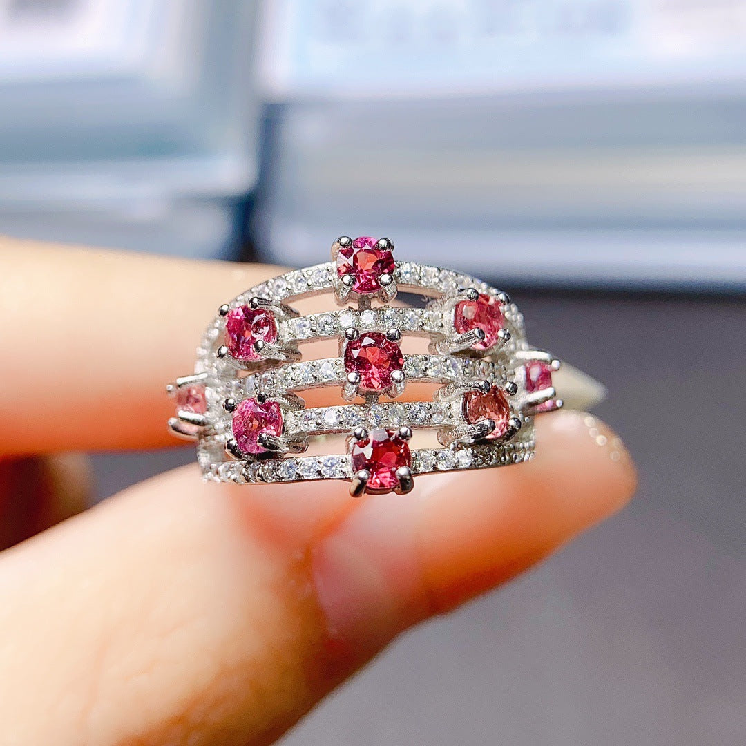 Radiant™  Natural Garnet Ring with Zircon Stones