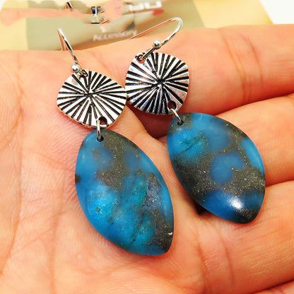 Vintage Lapis Lazuli And Glitter Stone Earrings