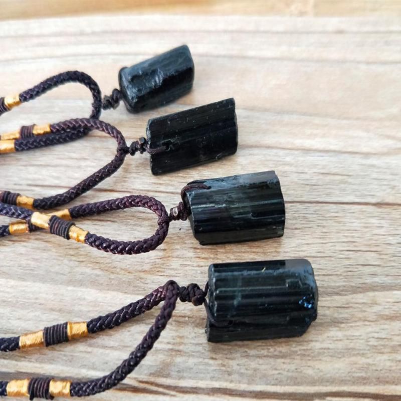 Natural Crystal Black Tourmaline Rough Stone Pendant