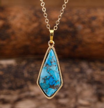 Geometric turquoise Natural-Stone Necklace