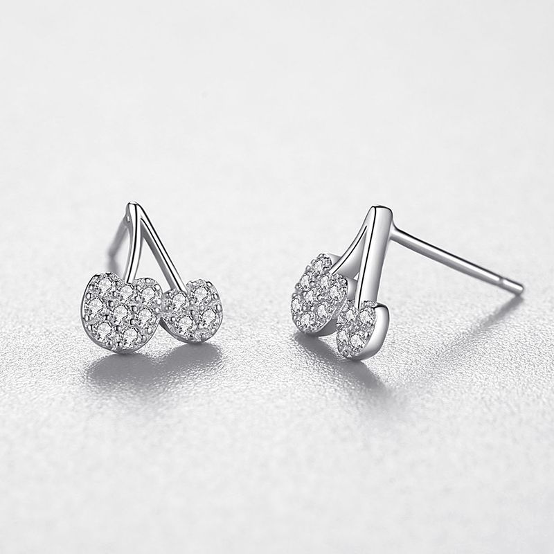 925 Sterling Silver Cherry Diamond kids earrings