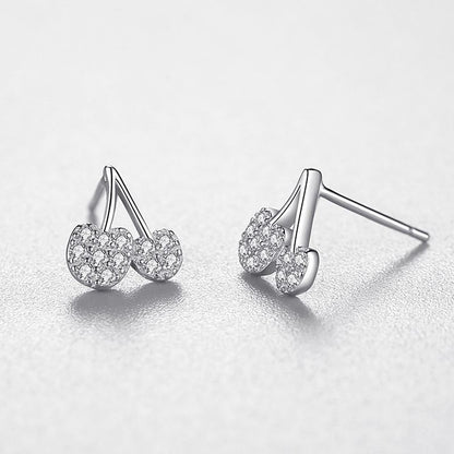 925 Sterling Silver Cherry Diamond kids earrings