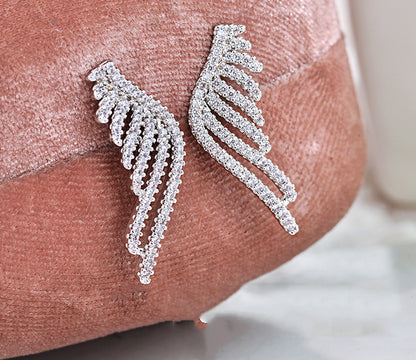 Angel Wings 925 Silver Inlaid Stud Earrings