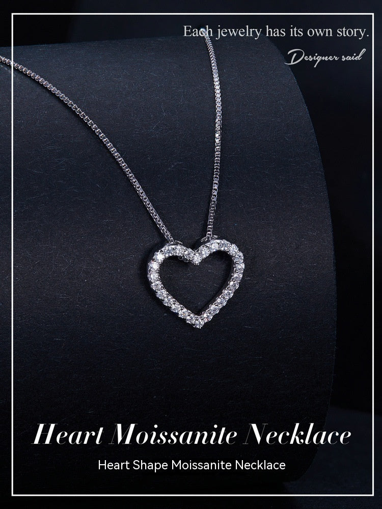 Heart-shaped Moissanite Necklace 925  Silver