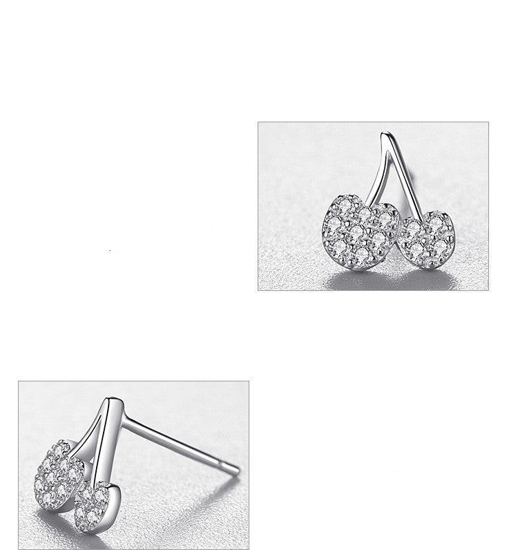 925 Sterling Silver Cherry Diamond kids earrings