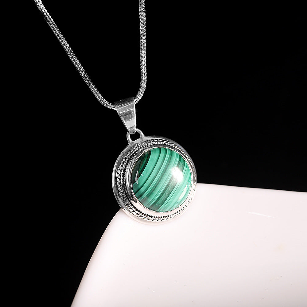 ClearSilver™  925 Sterling Silver Inlaid Malachite Pendant