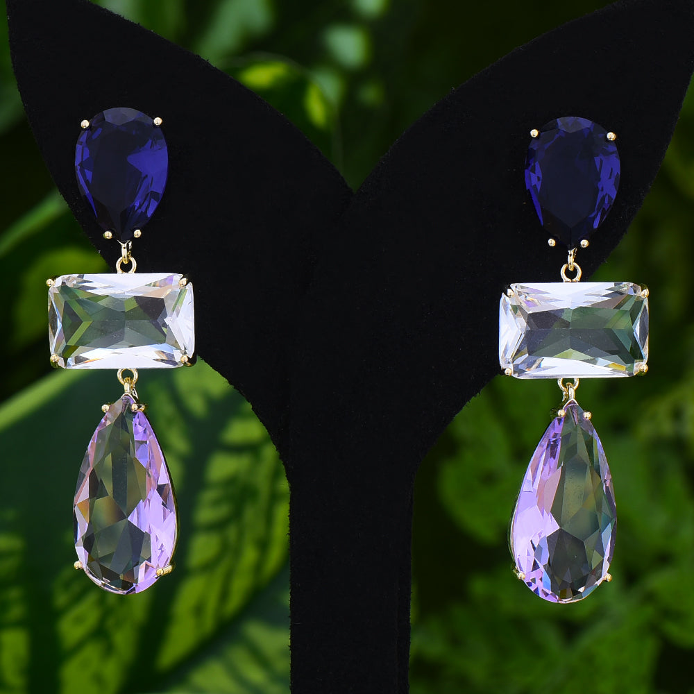 Female water drop tourmaline earrings