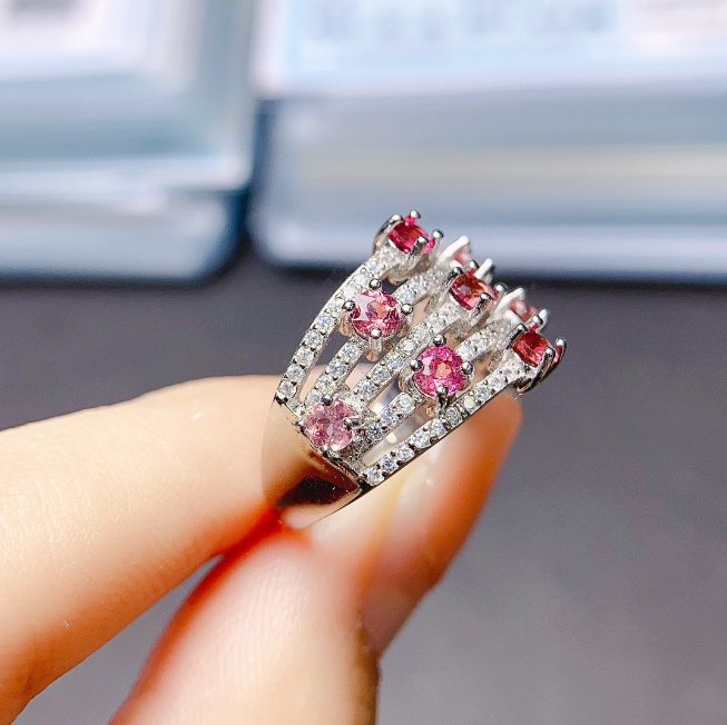 Radiant™  Natural Garnet Ring with Zircon Stones