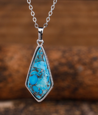 Geometric turquoise Natural-Stone Necklace