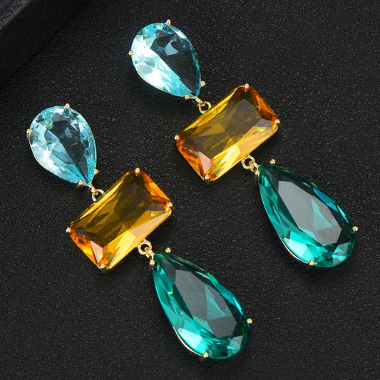 Female water drop tourmaline earrings