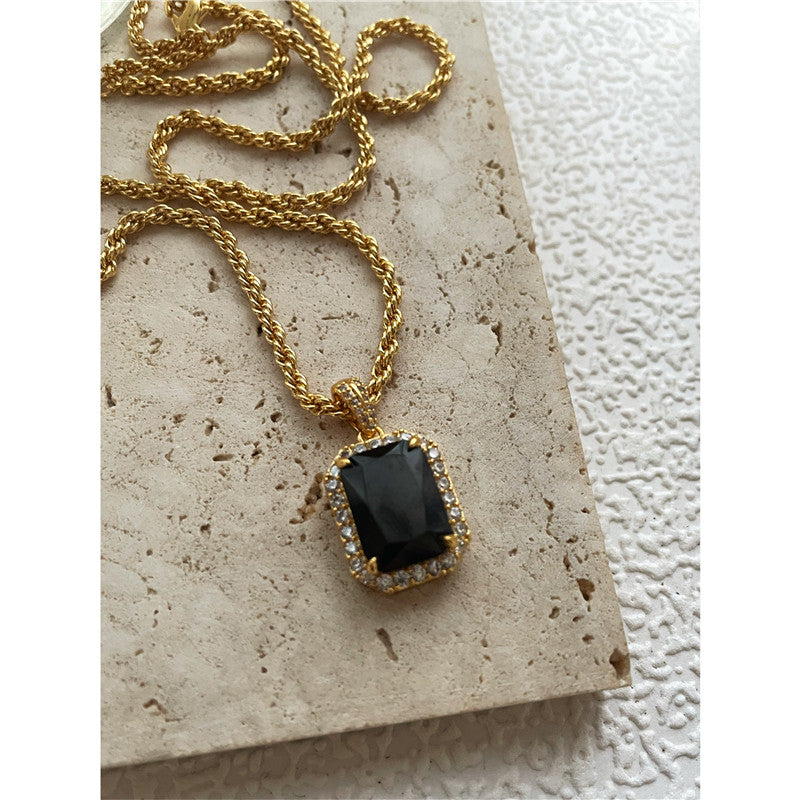 Zircon With Diamond Black Onyx Necklace