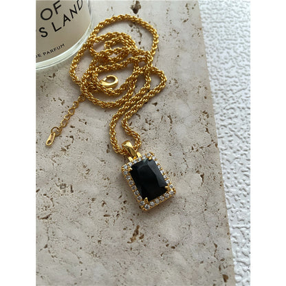 Zircon With Diamond Black Onyx Necklace