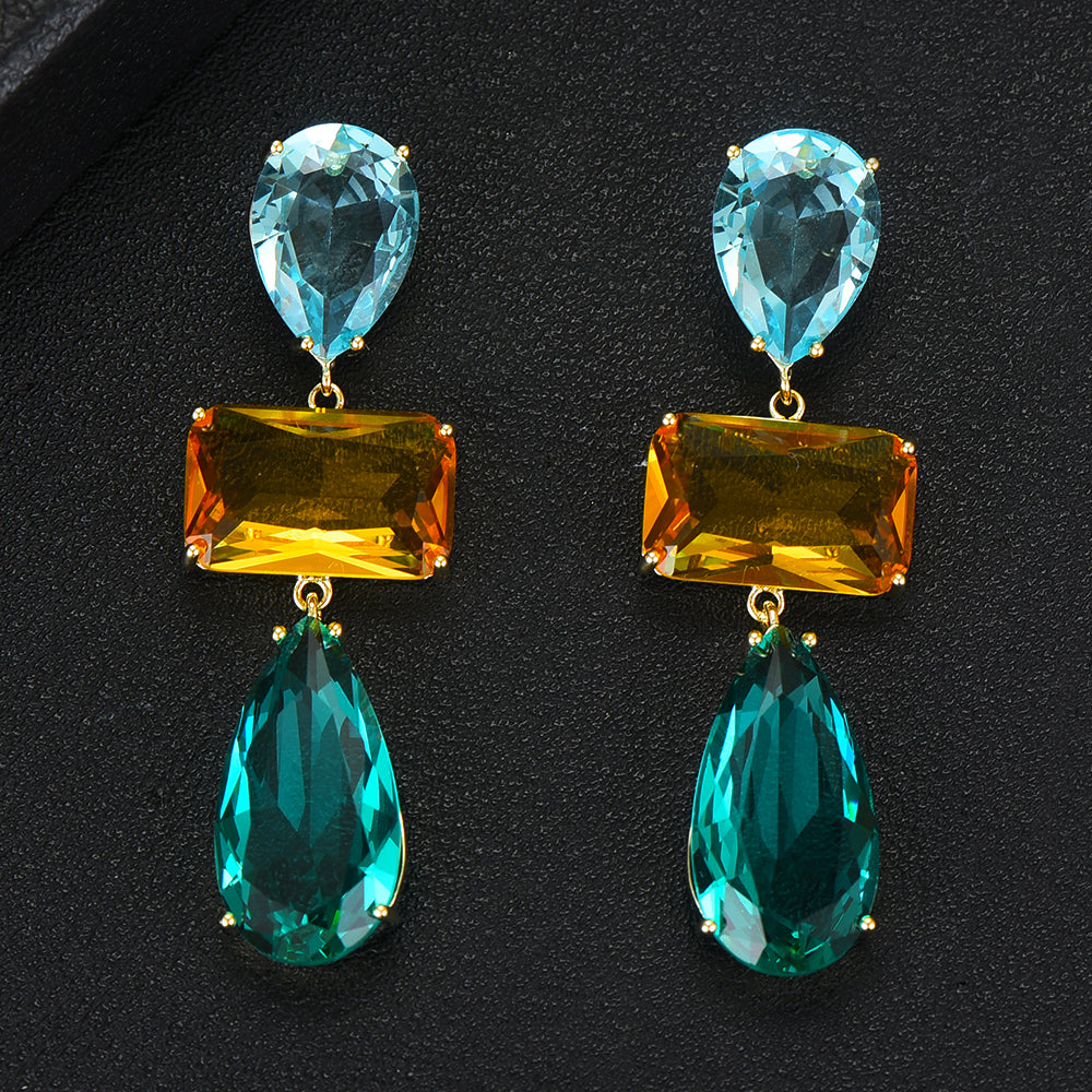 Female water drop tourmaline earrings