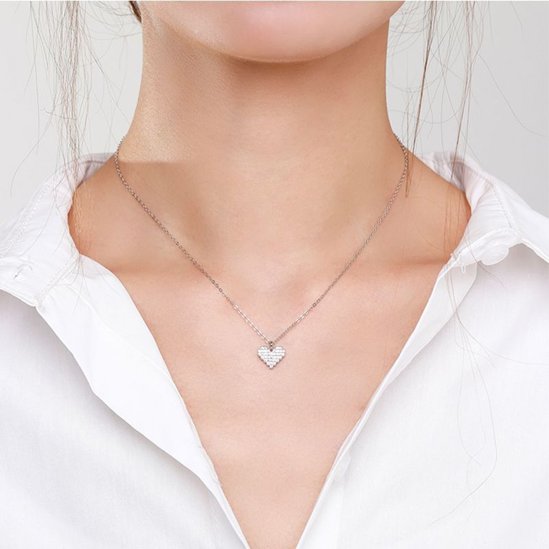 925  Silver Love Full Diamond Necklace