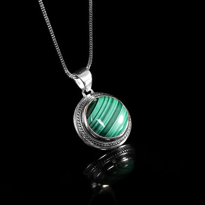 ClearSilver™  925 Sterling Silver Inlaid Malachite Pendant