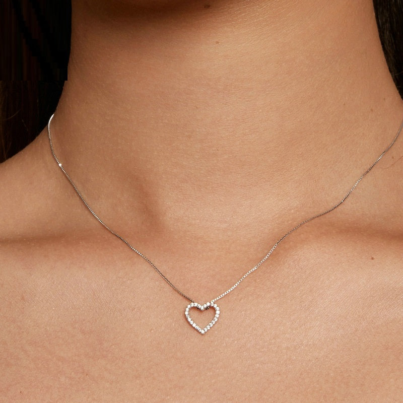 Heart-shaped Moissanite Necklace 925  Silver