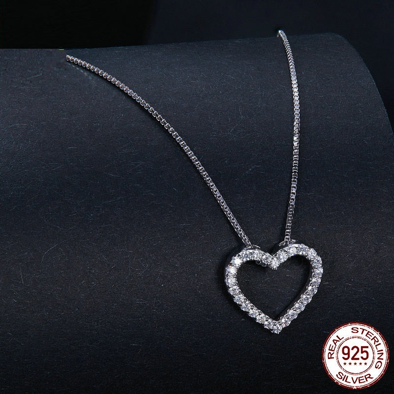 Heart-shaped Moissanite Necklace 925  Silver