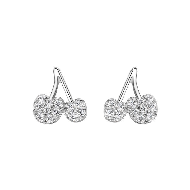 925 Sterling Silver Cherry Diamond kids earrings