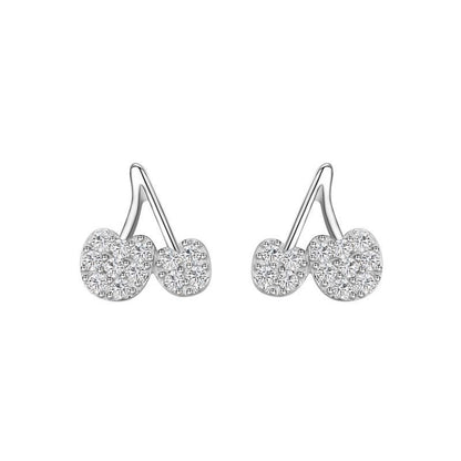 925 Sterling Silver Cherry Diamond kids earrings