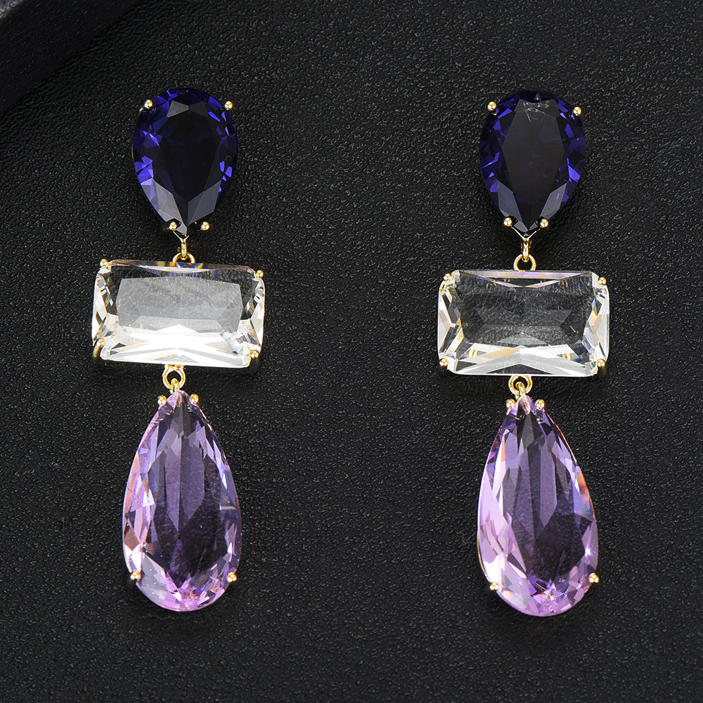 Female water drop tourmaline earrings