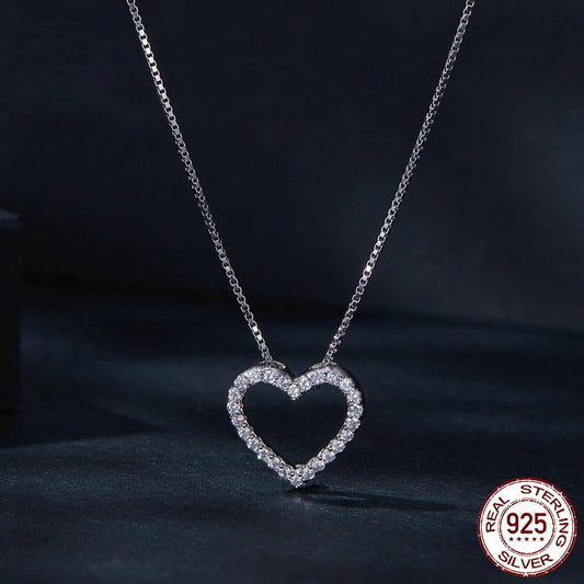 Heart-shaped Moissanite Necklace 925  Silver