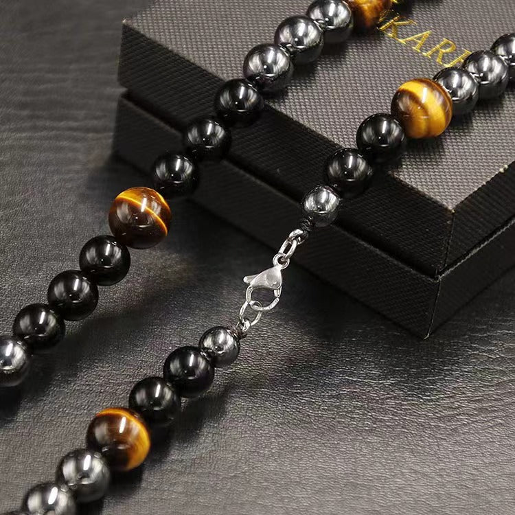 Hematite Obsidian Triple Protection Necklace