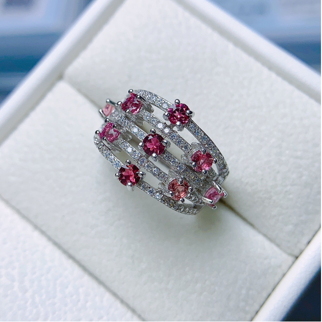 Radiant™  Natural Garnet Ring with Zircon Stones