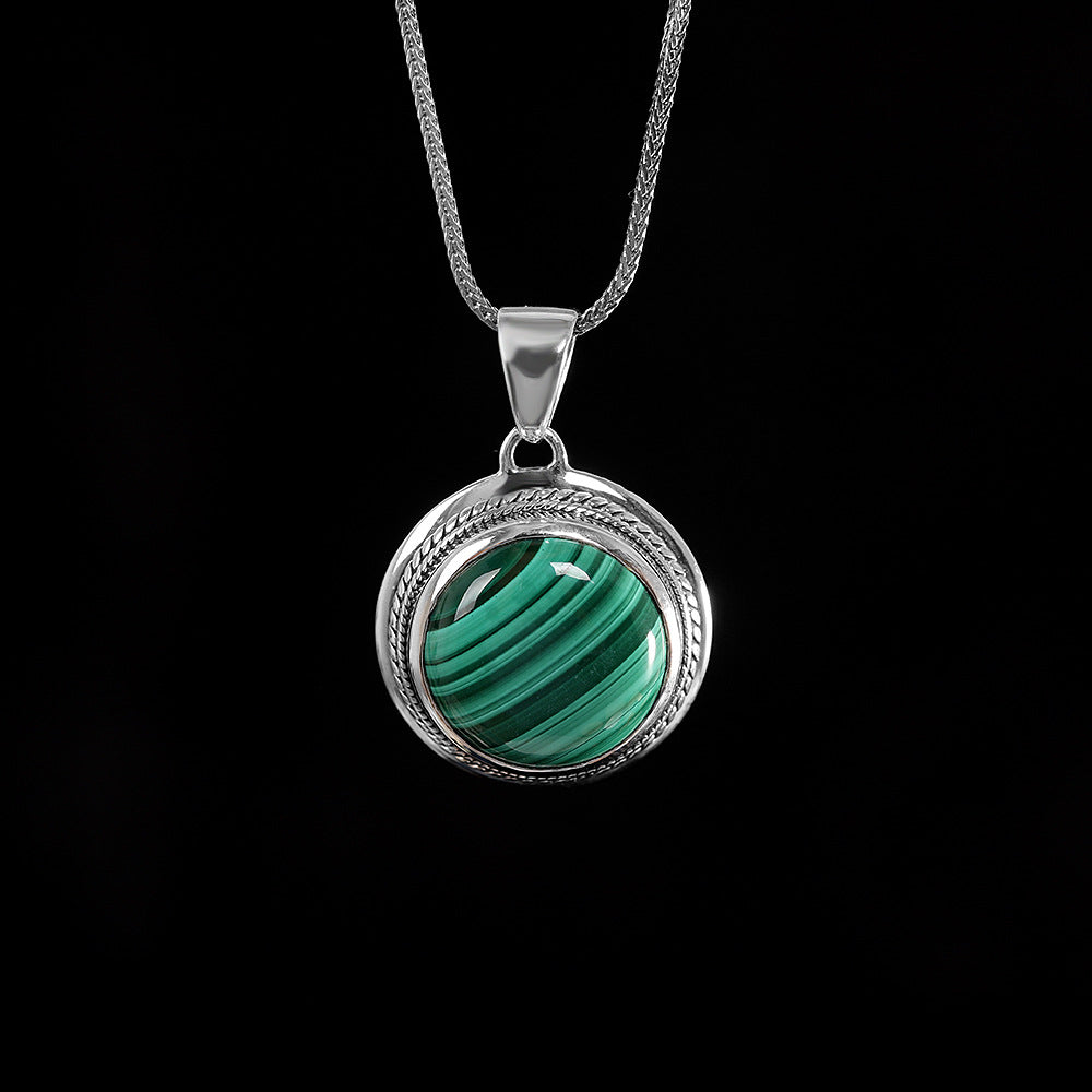 ClearSilver™  925 Sterling Silver Inlaid Malachite Pendant