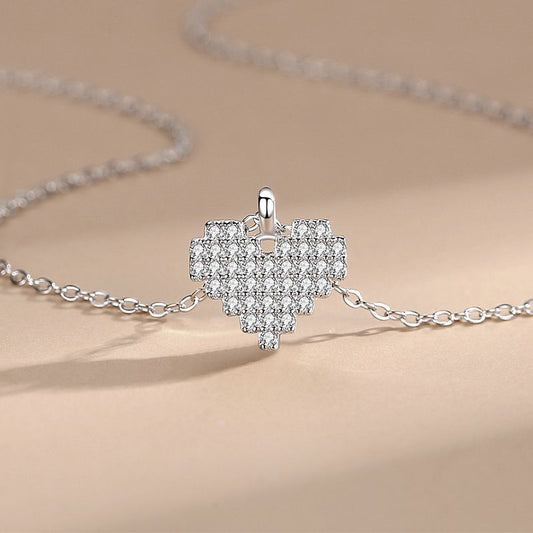 925  Silver Love Full Diamond Necklace