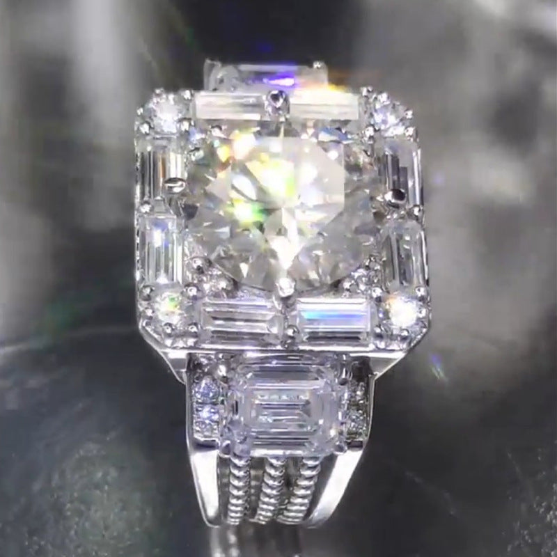 Moissanite Luxury Big Diamond Ring