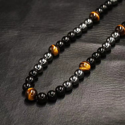 Hematite Obsidian Triple Protection Necklace