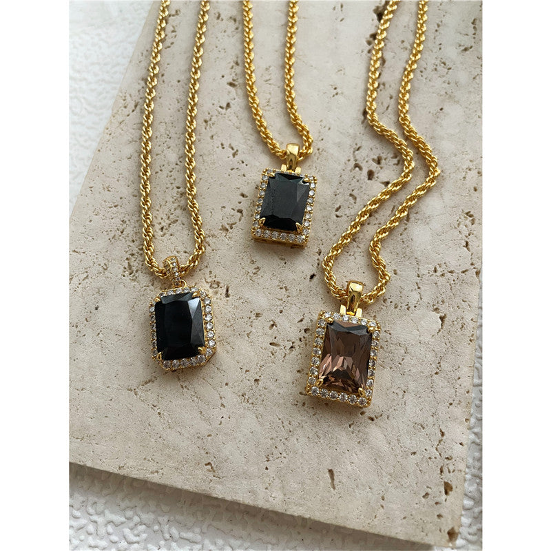 Zircon With Diamond Black Onyx Necklace